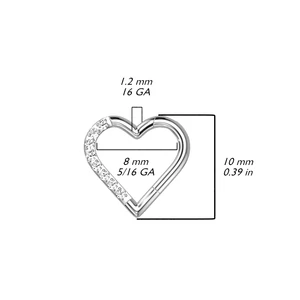A &amp;amp; ONE Ezüst Színű Titánium Szív Alakú Fül Piercing