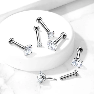 A &amp; ONE Ezüst Színű Titánium Push-in Labret Piercing Cirkónia Kővel - 3 MM