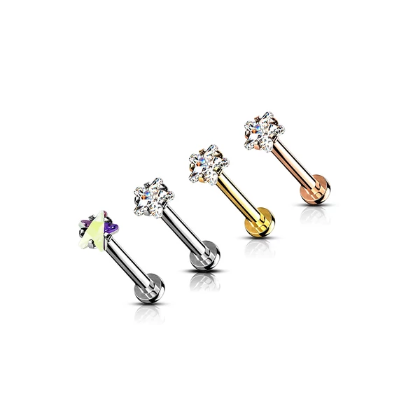 A & ONE Ezüst Színű Cirkónia Kövekkel Díszített 316L Orvosi Acél Labret Piercing (8mm)