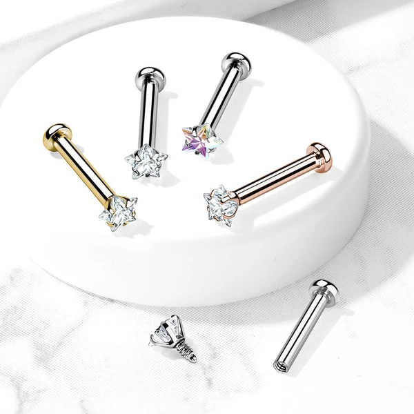 A & ONE Ezüst Színű Cirkónia Kövekkel Díszített 316L Orvosi Acél Labret Piercing (8mm)